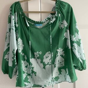 Alice + Olivia Green & White Top